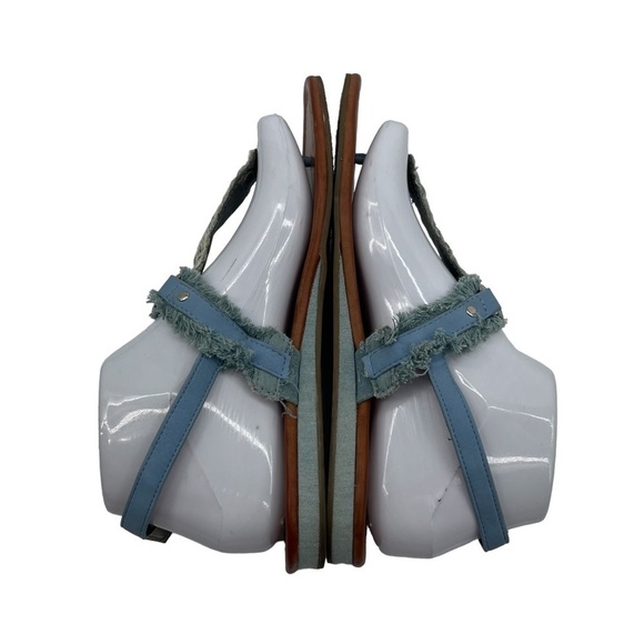 G By Guess Blue Denim T-Strap Wedge Sandals Size 8 Women’s - Picture 7 of 10